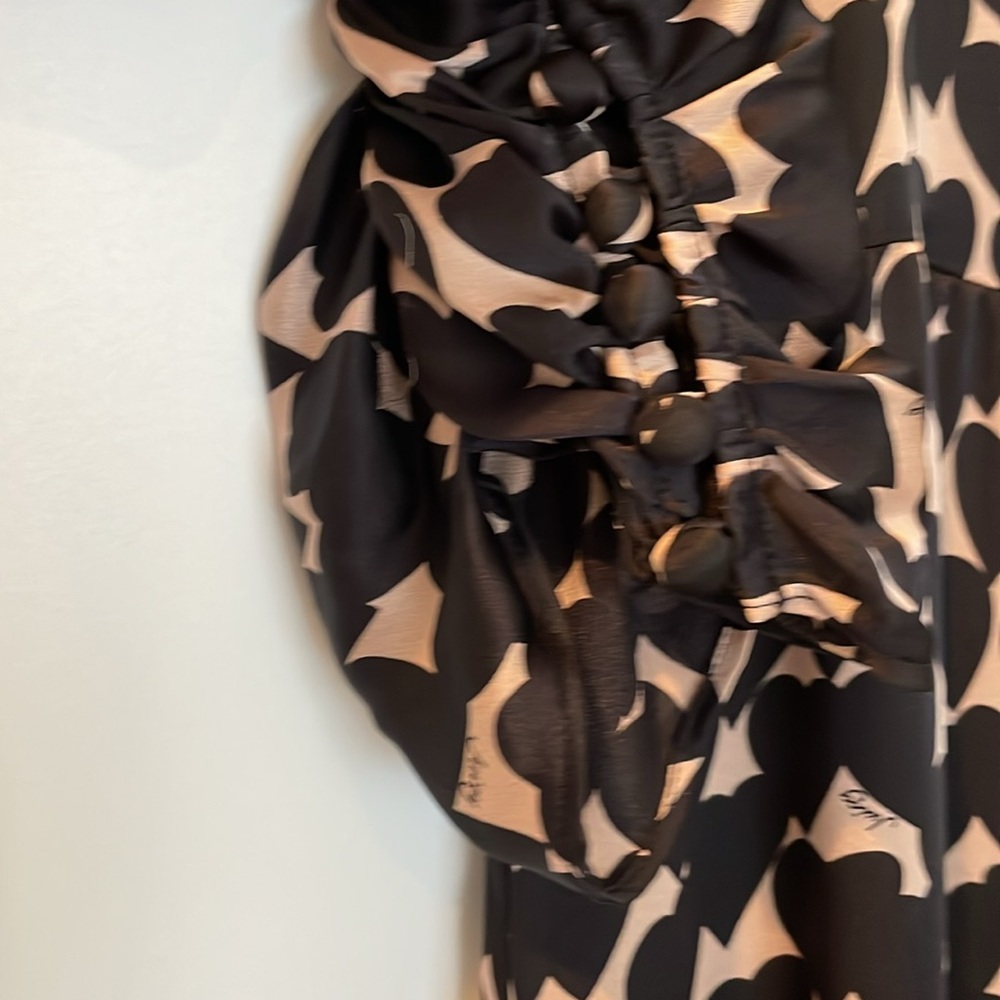 Juicy Couture, 100% Silk, Chic Black and Dusty Pink Patterned Dress, Size 14 - Picture 4 of 12